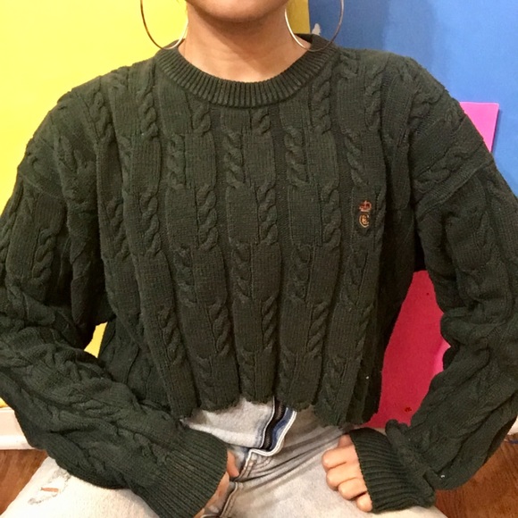 Chaps Sweaters - cropped chaps by ralph lauren army green sweater☽